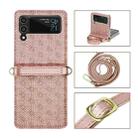 For Samsung Galaxy Z Flip4 Embossed Leather Folded Phone Case with Strap(Rose Gold) - 1