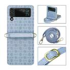 For Samsung Galaxy Z Flip4 Embossed Leather Folded Phone Case with Strap(Blue) - 1