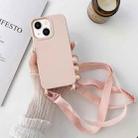 For iPhone 14 Elastic Silicone Lanyard Case (Pink) - 1