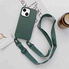 For iPhone 14 Elastic Silicone Lanyard Case (Dark Green) - 1