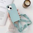 For iPhone 14 Plus Elastic Silicone Lanyard Case (Sky Blue) - 1