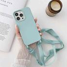 For iPhone 14 Pro Elastic Silicone Lanyard Case(Sky Blue) - 1