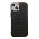 For iPhone 14 Plus Genuine Leather Ostrich Texture Nano Case (Black) - 1