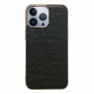 For iPhone 14 Pro Max Genuine Leather Ostrich Texture Nano Case (Black) - 1