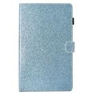 Glitter Left and Right Flat Leather Case with Pen Cover & Card Slot & Buckle Anti-skid Strip and Bracket(Blue) - 2