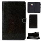 Glitter Left and Right Flat Leather Case with Pen Cover & Card Slot & Buckle Anti-skid Strip and Bracket(Black) - 1