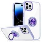 For iPhone 14 Pro Ring Holder TPU Acrylic Phone Case(Purple) - 1