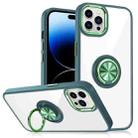 For iPhone 14 Pro Max Ring Holder TPU Acrylic Phone Case (Green) - 1