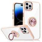 For iPhone 14 Pro Max Ring Holder TPU Acrylic Phone Case (Rose Gold) - 1