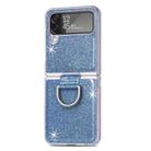 For Samsung Galaxy Z Flip4 Glitter Leather Skin PC Phone Case with Ring(Blue) - 1