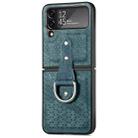 For Samsung Galaxy Z Flip4 Netted Embossing Ring Folding Phone Case (Green) - 1