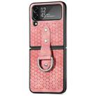 For Samsung Galaxy Z Flip4 Netted Embossing Ring Folding Phone Case (Pink) - 1