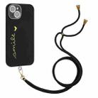 Gilding Line TPU Phone Case with Strap For iPhone 14 (Black) - 1