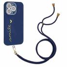 Gilding Line TPU Phone Case with Strap For iPhone 14 Pro (Royal Blue) - 1