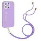 For iPhone 14 Pro Max Gilding Line TPU Phone Case with Strap (Light Purple) - 1