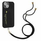 Gilding Line TPU Phone Case with Strap For iPhone 13 (Black) - 1
