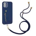 Gilding Line TPU Phone Case with Strap For iPhone 12 (Royal Blue) - 1