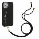 Gilding Line TPU Phone Case with Strap For iPhone 12 Pro (Black) - 1