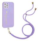 Gilding Line TPU Phone Case with Strap For iPhone 12 Pro (Light Purple) - 1