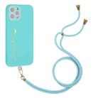 Gilding Line TPU Phone Case with Strap For iPhone 12 Pro (Light Blue) - 1