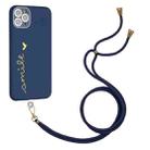 For iPhone 11 Pro Gilding Line TPU Phone Casewith Strap  (Royal Blue) - 1