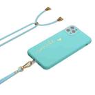 For iPhone 11 Pro Max Gilding Line TPU Phone Case with Strap  (Light Blue) - 2