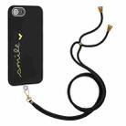 For iPhone SE 2022 / SE 2020 / 7 / 8 Gilding Line TPU Phone Case with Strap (Black) - 1