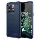 For OnePlus 10T Brushed Texture Carbon Fiber TPU Phone Case (Blue) - 1