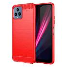 For T-Mobile REVVL 6 5G Brushed Texture Carbon Fiber TPU Phone Case (Red) - 1