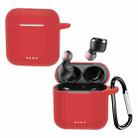 For Tozo T6 Pure Color Bluetooth Earphone Soft Silicone Protective Case With Hook(Red) - 1