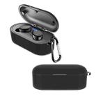 For Tozo T10 Pure Color Bluetooth Earphone Soft Silicone Protective Case With Hook(Black) - 1