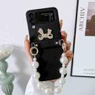 For Samsung Galaxy Z Flip3 5G Pure Color TPU Phone Case with Hinged & Pearl Bracelet(Black) - 1