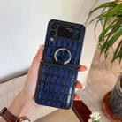 For Samsung Galaxy Z Flip4 Crocodile Pattern Phone Case with Ring(Blue) - 1