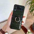 For Samsung Galaxy Z Flip4 Crocodile Pattern Phone Case with Ring(Green) - 1