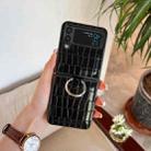 For Samsung Galaxy Z Flip4 Crocodile Pattern Phone Case with Ring(Black) - 1
