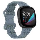 For Fitbit Versa 4 / 3 / Sense 1 / 2 Lace Hollowed Silicone Watch Band(Official Steel Blue) - 1