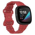 For Fitbit Versa 4 / 3 / Sense 1 / 2 Lace Hollowed Silicone Watch Band(Red) - 1