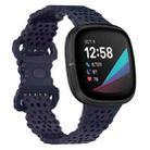 For Fitbit Versa 4 / 3 / Sense 1 / 2 Lace Hollowed Silicone Watch Band(Dark Blue) - 1