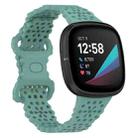 For Fitbit Versa 4 / 3 / Sense 1 / 2 Lace Hollowed Silicone Watch Band(Pine Needle Green) - 1