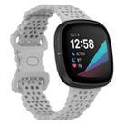For Fitbit Versa 4 / 3 / Sense 1 / 2 Lace Hollowed Silicone Watch Band(Rock Grey) - 1