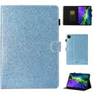 For iPad Pro 11 inch 2020 Glitter Left and Right Flat Leather Tablet Case with Sleep Function & Card Slot & Buckle Anti-skid Strip and Bracket(Blue) - 1