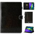 For iPad Pro 11 inch 2020 Glitter Left and Right Flat Leather Tablet Case with Sleep Function & Card Slot & Buckle Anti-skid Strip and Bracket(Black) - 1