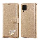 For Samsung Galaxy A12 Glitter Powder Love Leather Phone Case(Gold) - 1