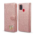 For Samsung Galaxy A21S Glitter Powder Love Leather Phone Case(Pink) - 1