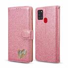 For Samsung Galaxy A21S Glitter Powder Love Leather Phone Case(Rose Red) - 1