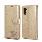 For Samsung Galaxy Note10 Glitter Powder Love Leather Phone Case(Gold) - 1