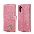For Samsung Galaxy Note10 Glitter Powder Love Leather Phone Case(Rose Red) - 1