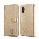 For Samsung Galaxy Note10+ Glitter Powder Love Leather Phone Case(Gold) - 1