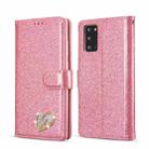 For Samsung Galaxy Note20 Glitter Powder Love Leather Phone Case(Rose Red) - 1