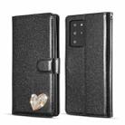 For Samsung Galaxy Note20 Ultra Glitter Powder Love Leather Phone Case(Black) - 1